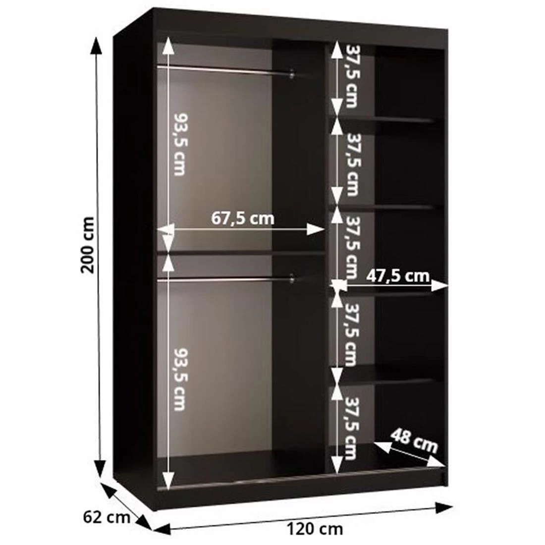 Dome ormar 120x62x200 cm crna