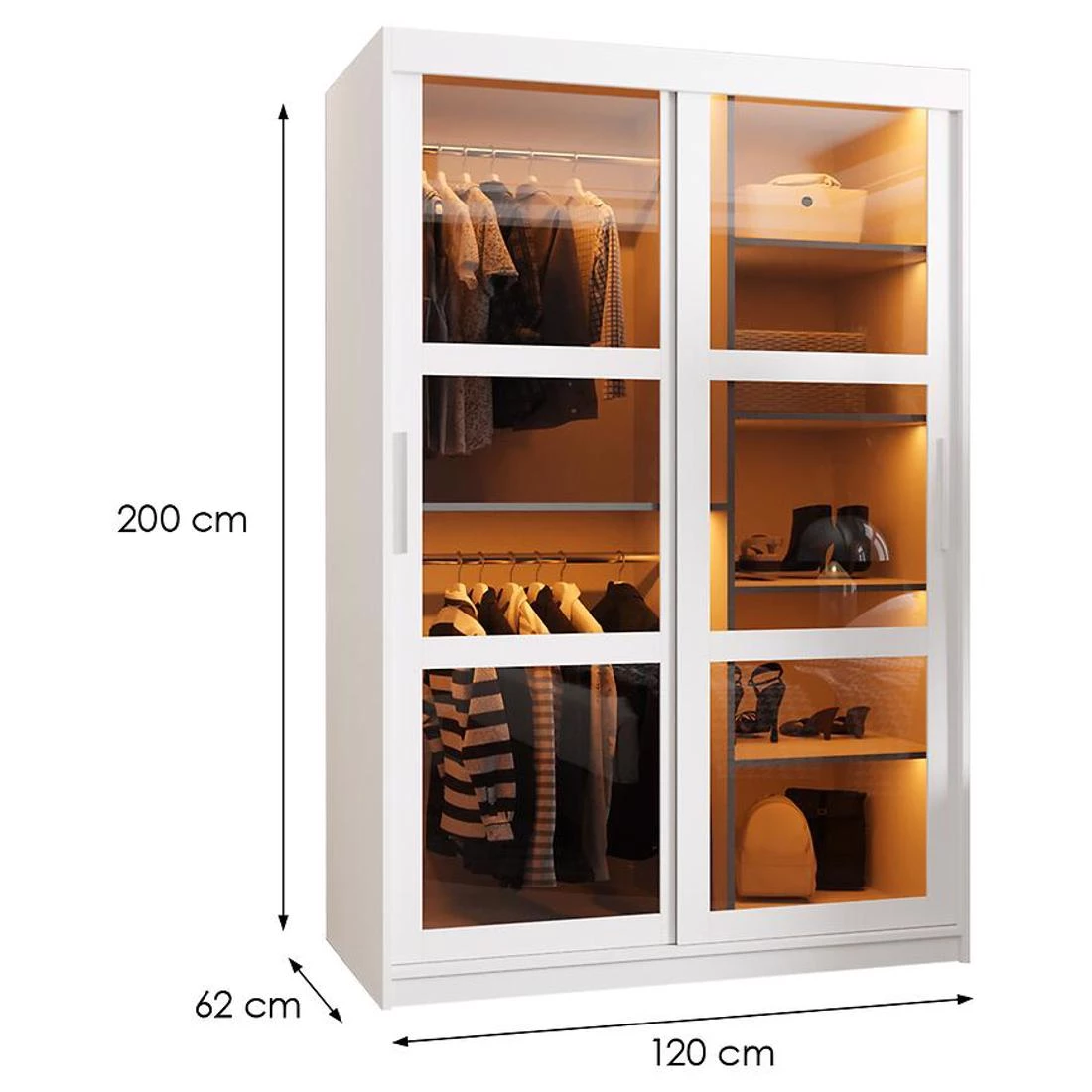 Dome ormar 120x62x200 cm bela