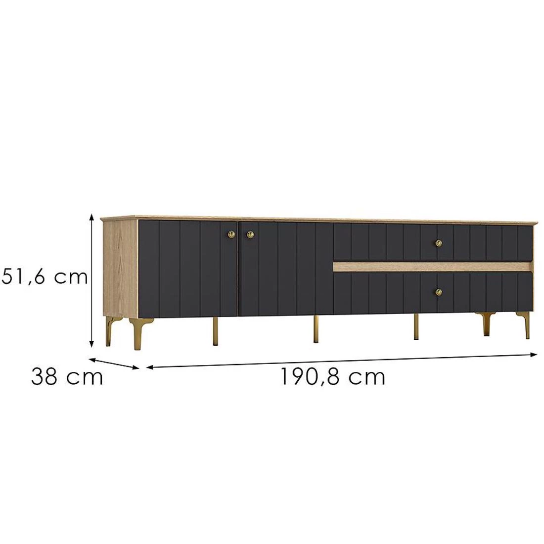 Merida TV komoda 190,8x38x51,6 crna/hrast