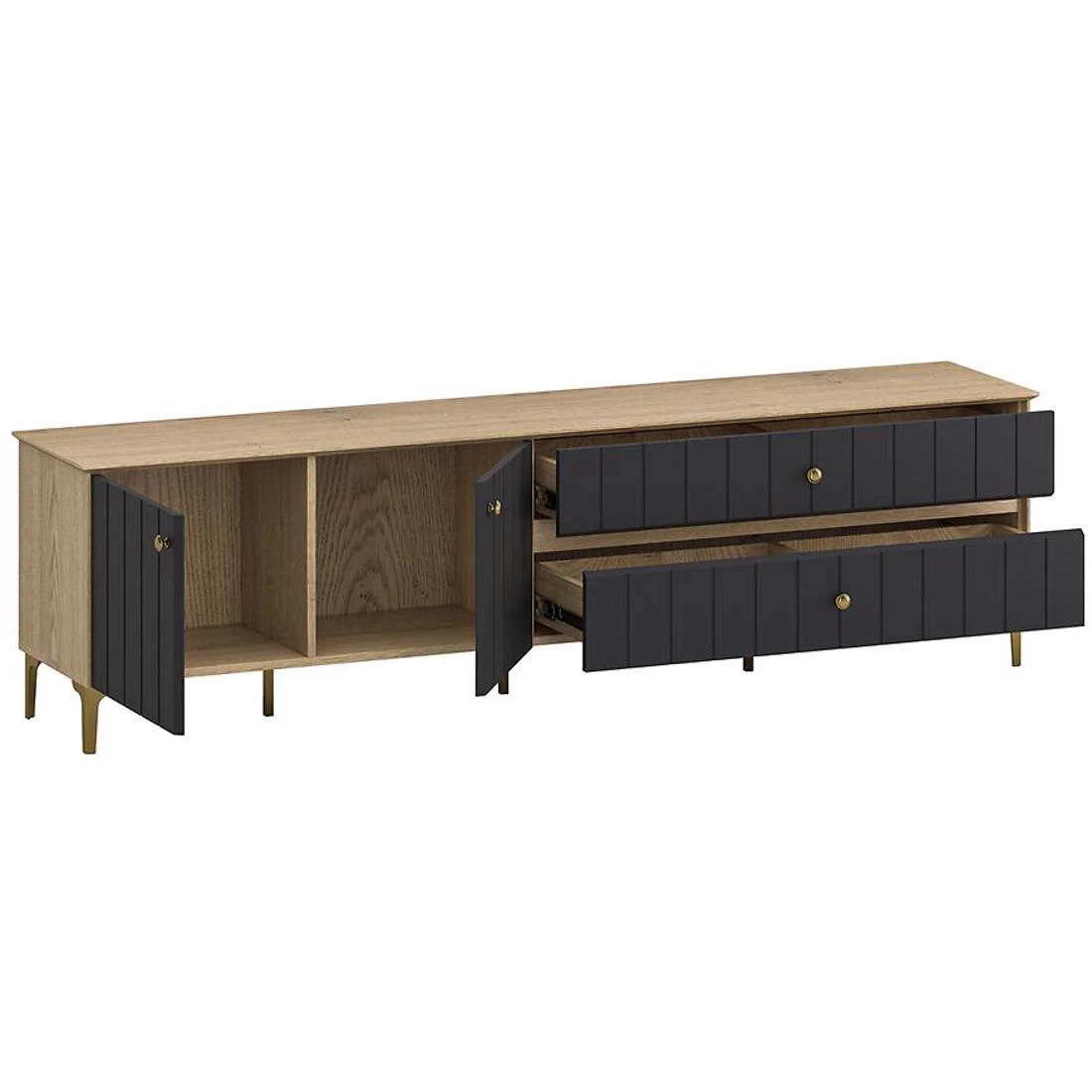 Merida TV komoda 190,8x38x51,6 crna/hrast