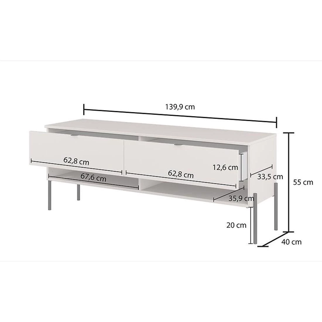 Ore TV komode 140x41,5x55 hrast