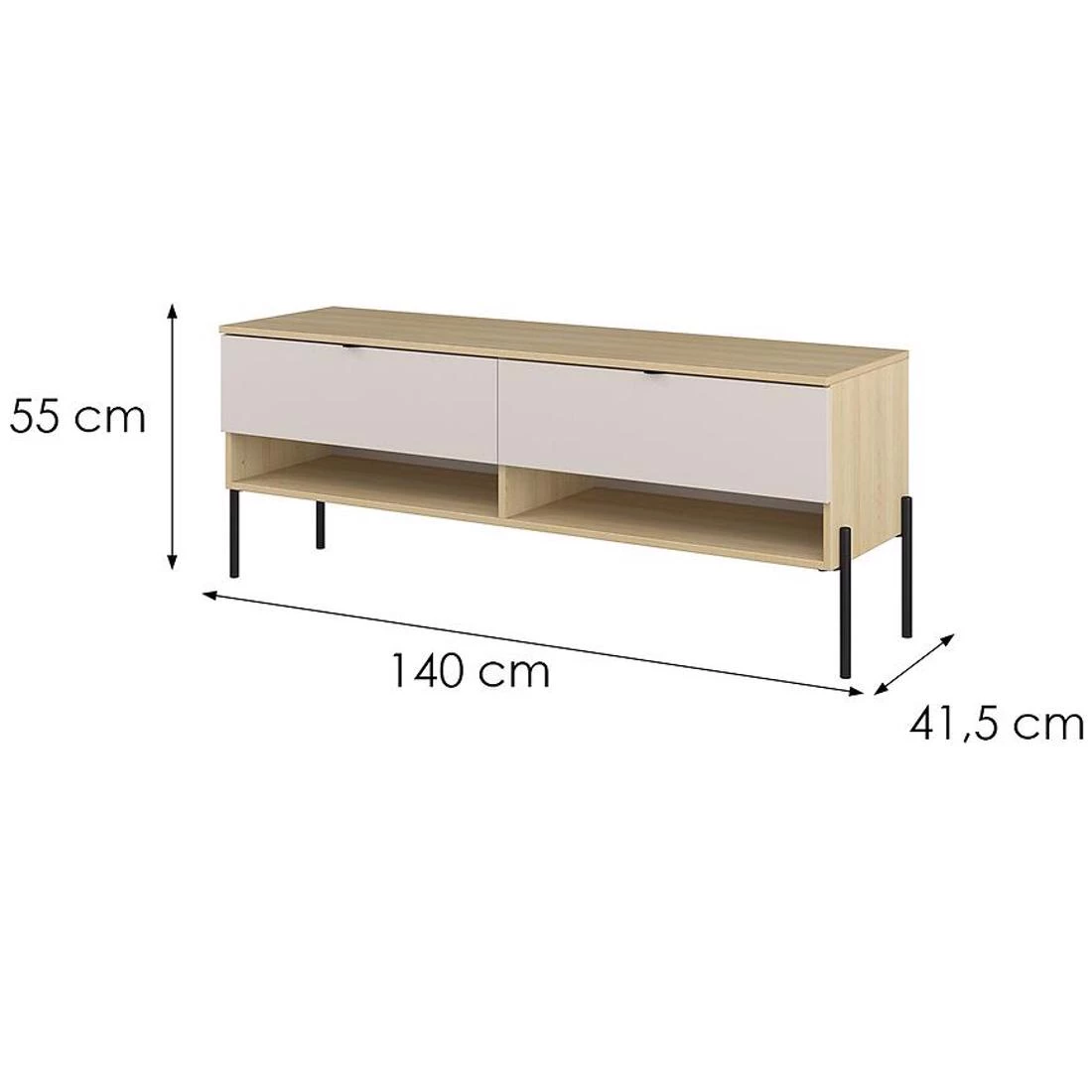 Ore TV komode 140x41,5x55 kašmir/hrast