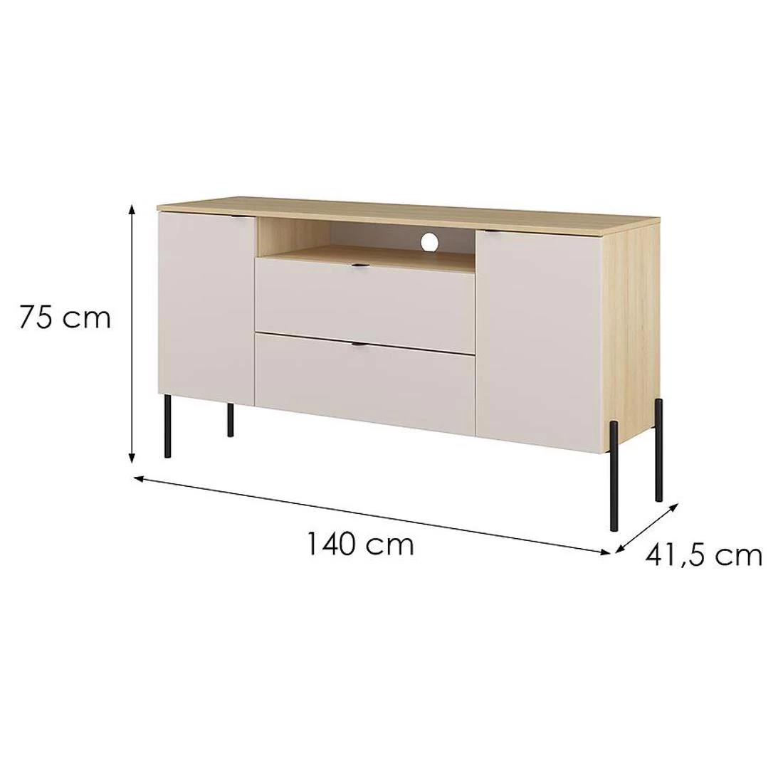 Ore komoda 140x41,5x75 hrast/kašmir