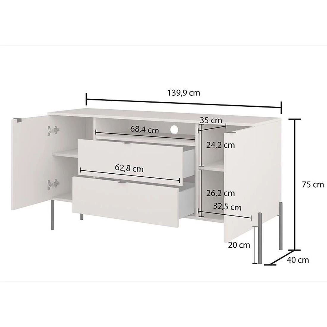 Ore komoda 140x41,5x75 hrast/kašmir