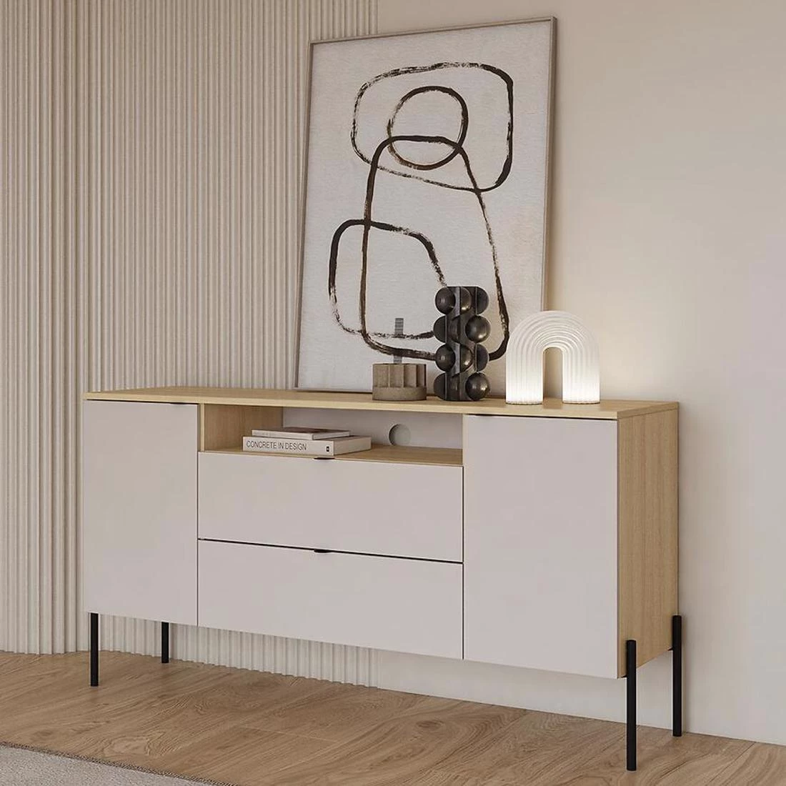 Ore komoda 140x41,5x75 hrast/kašmir
