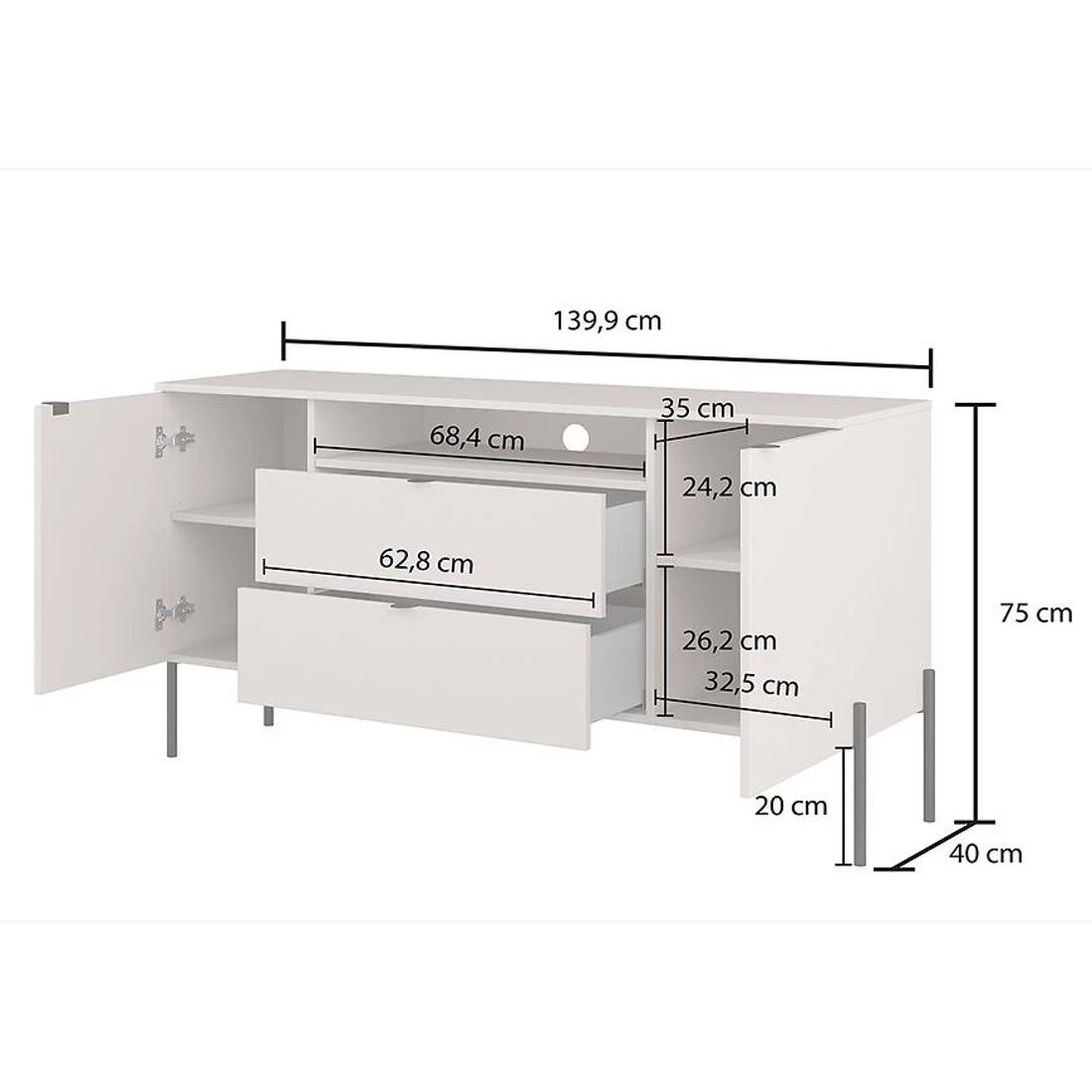 Ore komoda 140x41,5x75 hrast