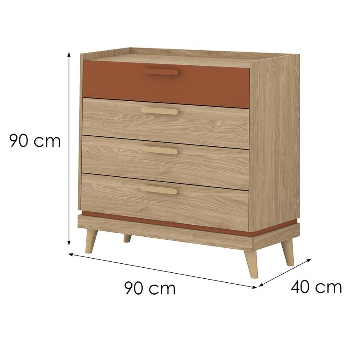 Scandi komoda 90x40x90 hrast/cigla