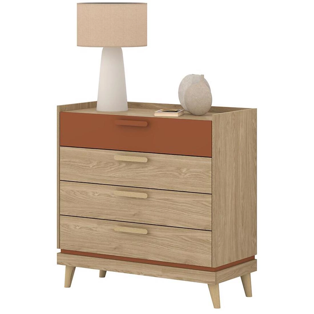 Scandi komoda 90x40x90 hrast/cigla