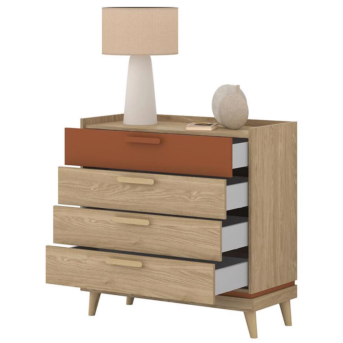 Scandi komoda 90x40x90 hrast/cigla