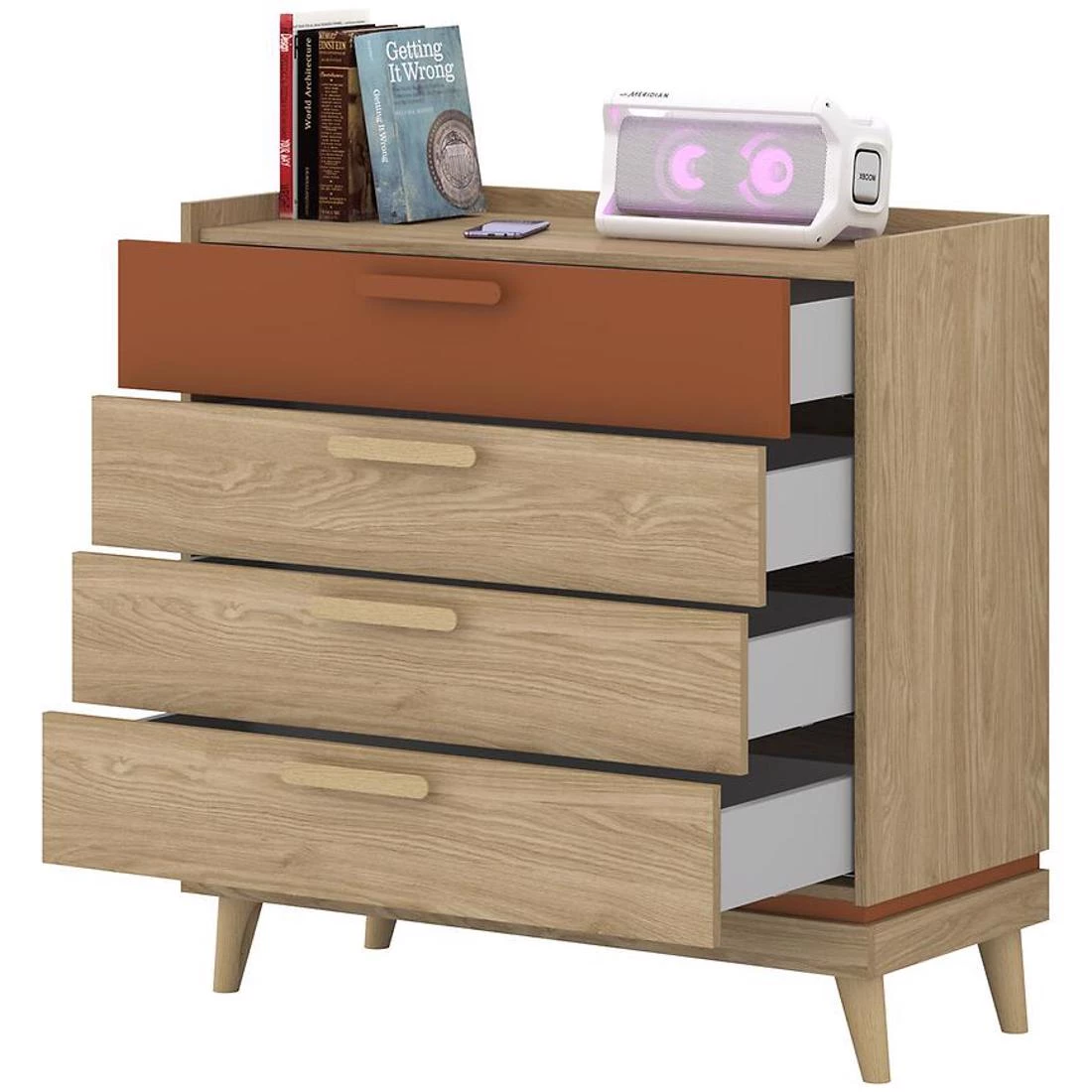 Scandi komoda 90x40x90 hrast/cigla