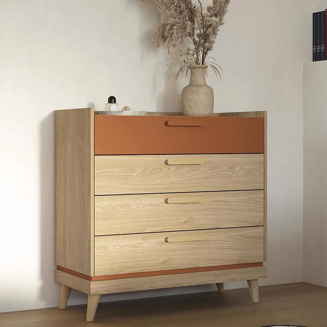 Scandi komoda 90x40x90 hrast/cigla