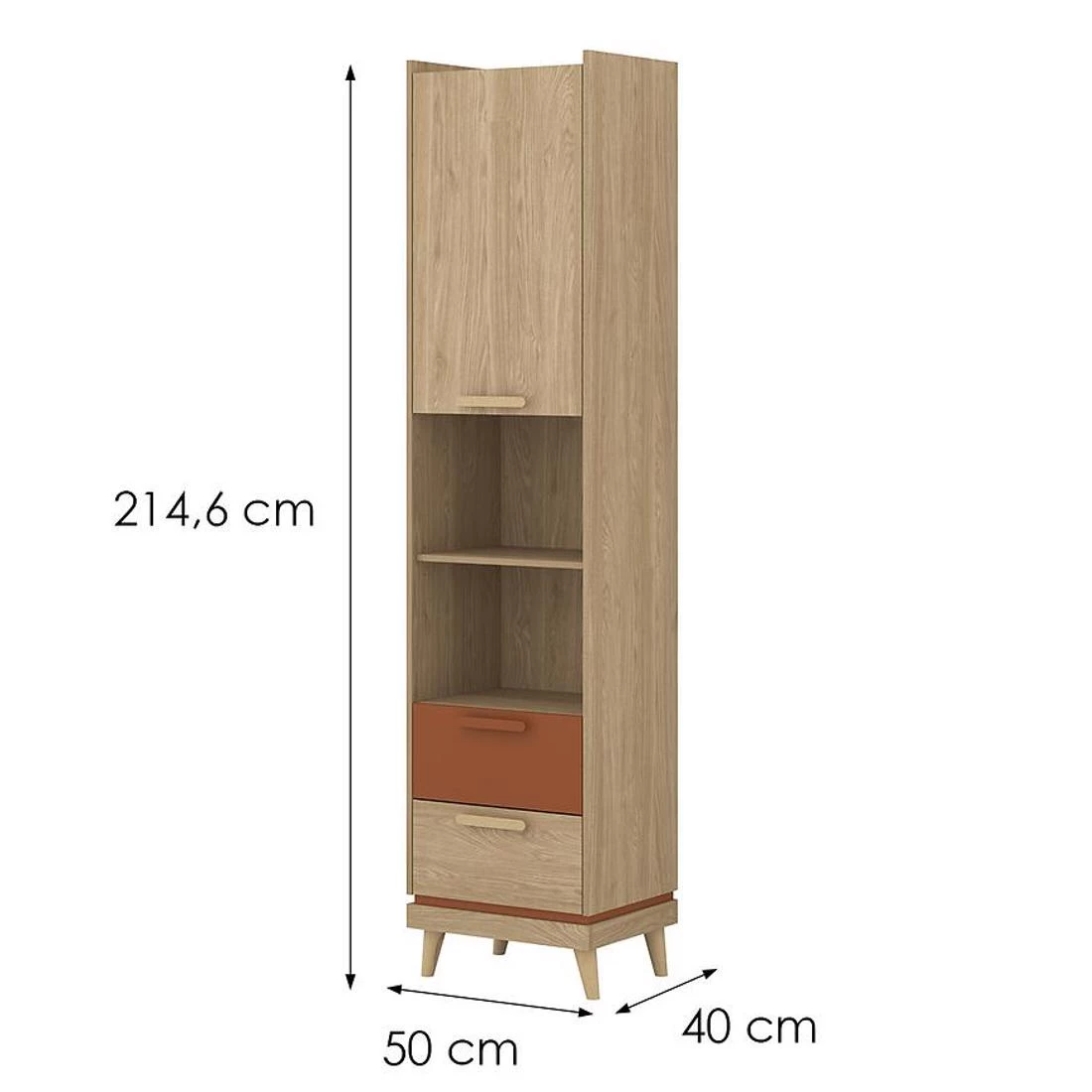 Scandi komoda 50x40x214,6 hrast/cigla