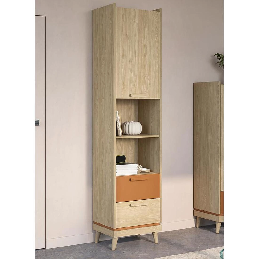 Scandi komoda 50x40x214,6 hrast/cigla