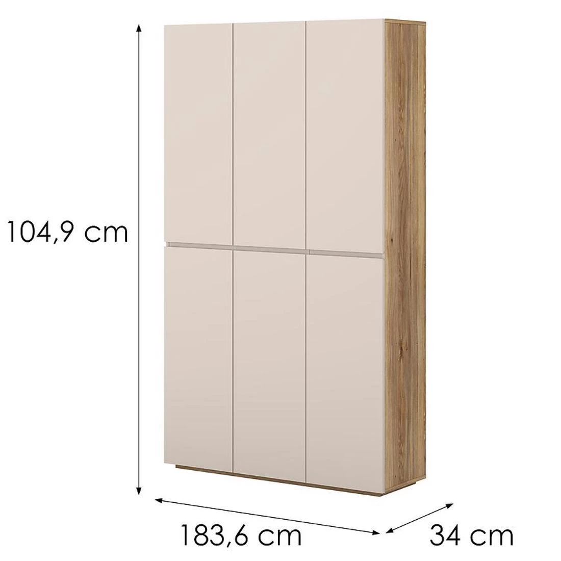 Criss komoda 104,9x34x183,6 hrast/kašmir