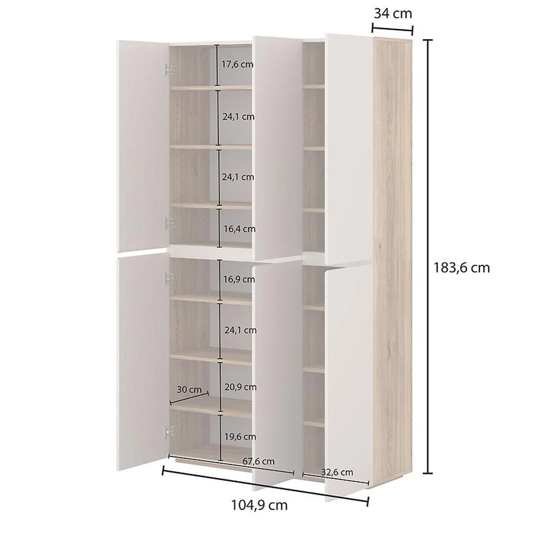 Criss komoda 104,9x34x183,6 hrast/kašmir
