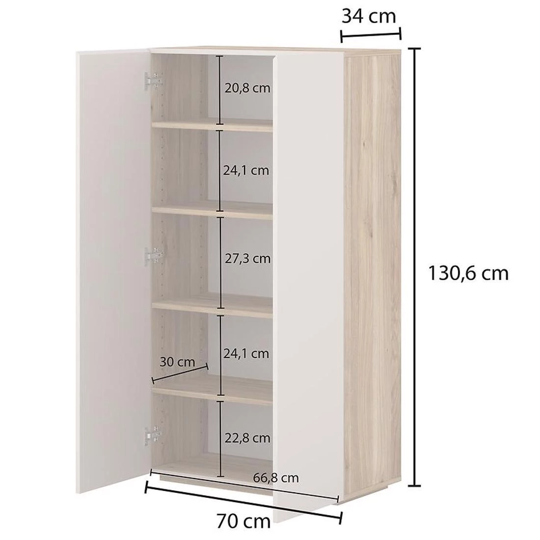 Criss komoda 70x34x130 hrast/kašmir