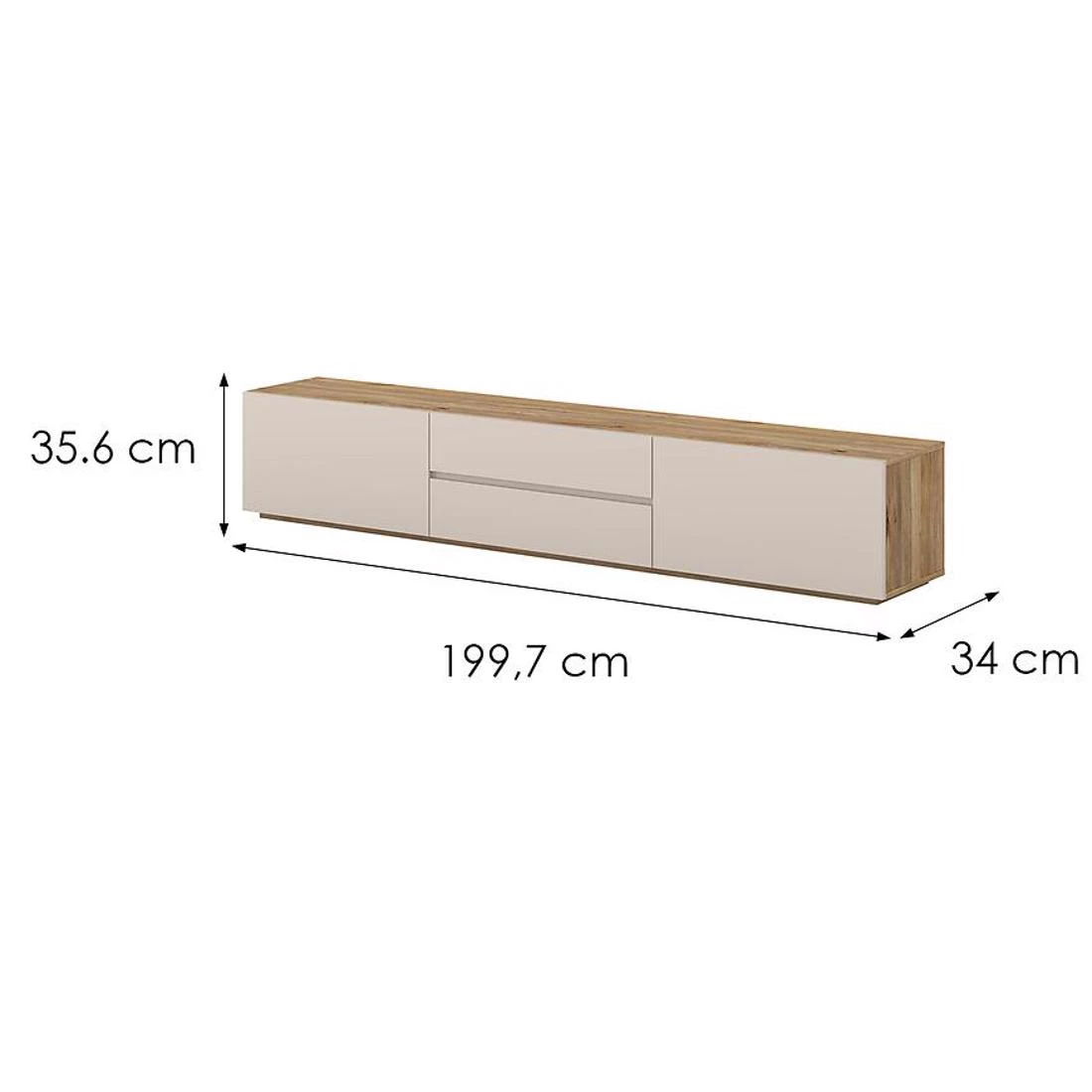 Criss TV komode 199,7x34x35,6 kašmir/hrast