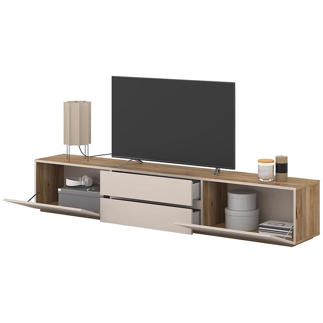 Criss TV komode 199,7x34x35,6 kašmir/hrast