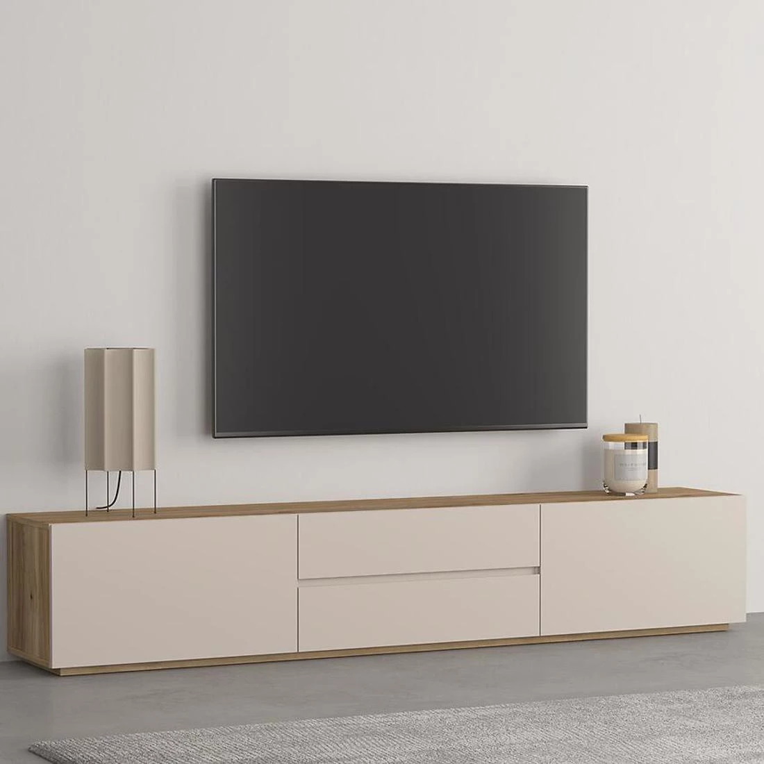 Criss TV komode 199,7x34x35,6 kašmir/hrast