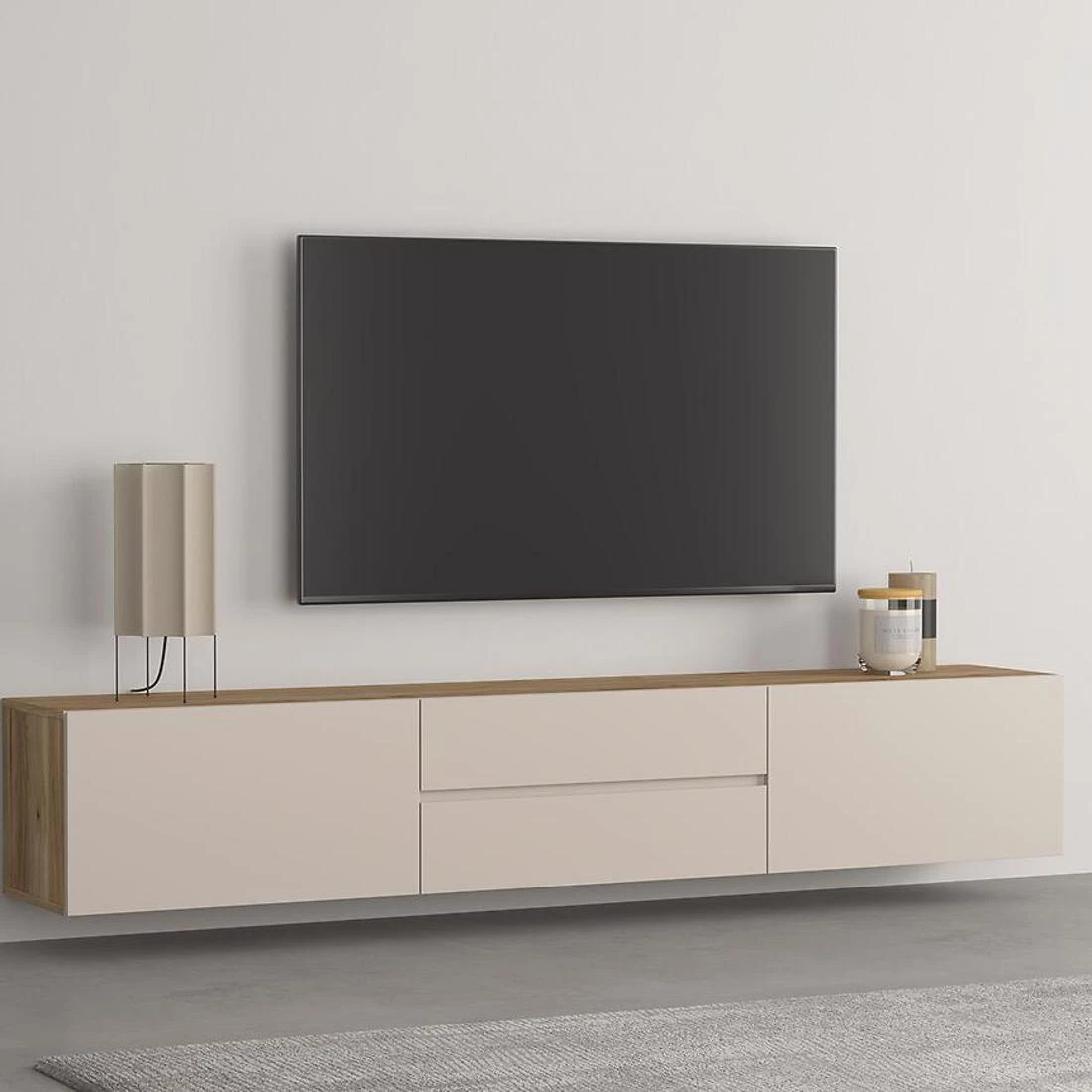 Criss TV komode 199,7x34x35,6 kašmir/hrast