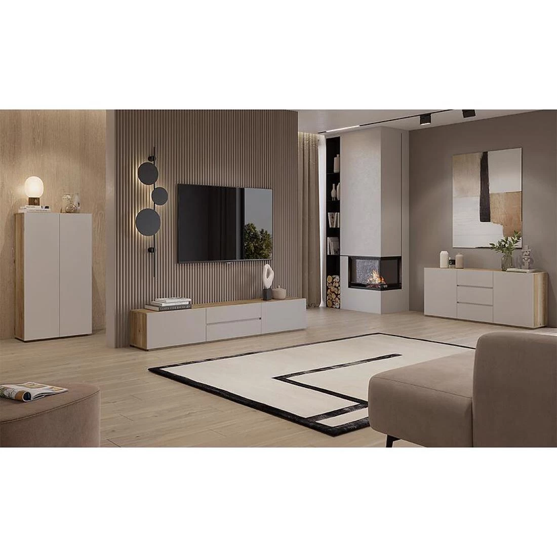 Criss TV komode 199,7x34x35,6 kašmir/hrast