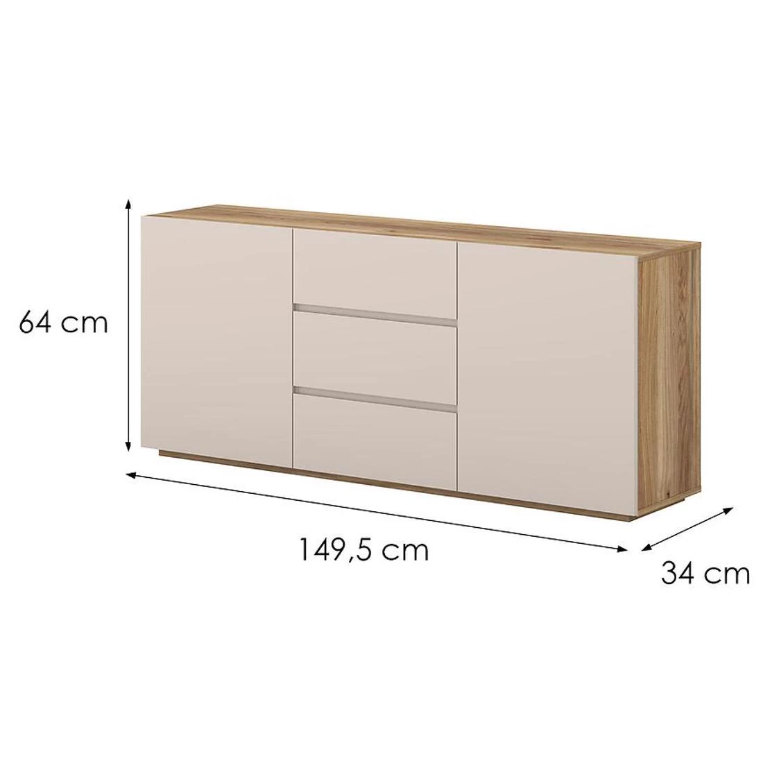 Criss komoda 149,8x34x64 hrast/kašmir
