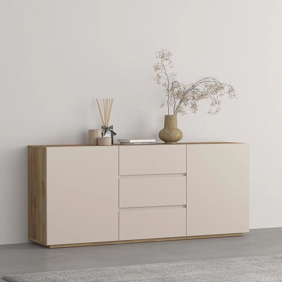 Criss komoda 149,8x34x64 hrast/kašmir
