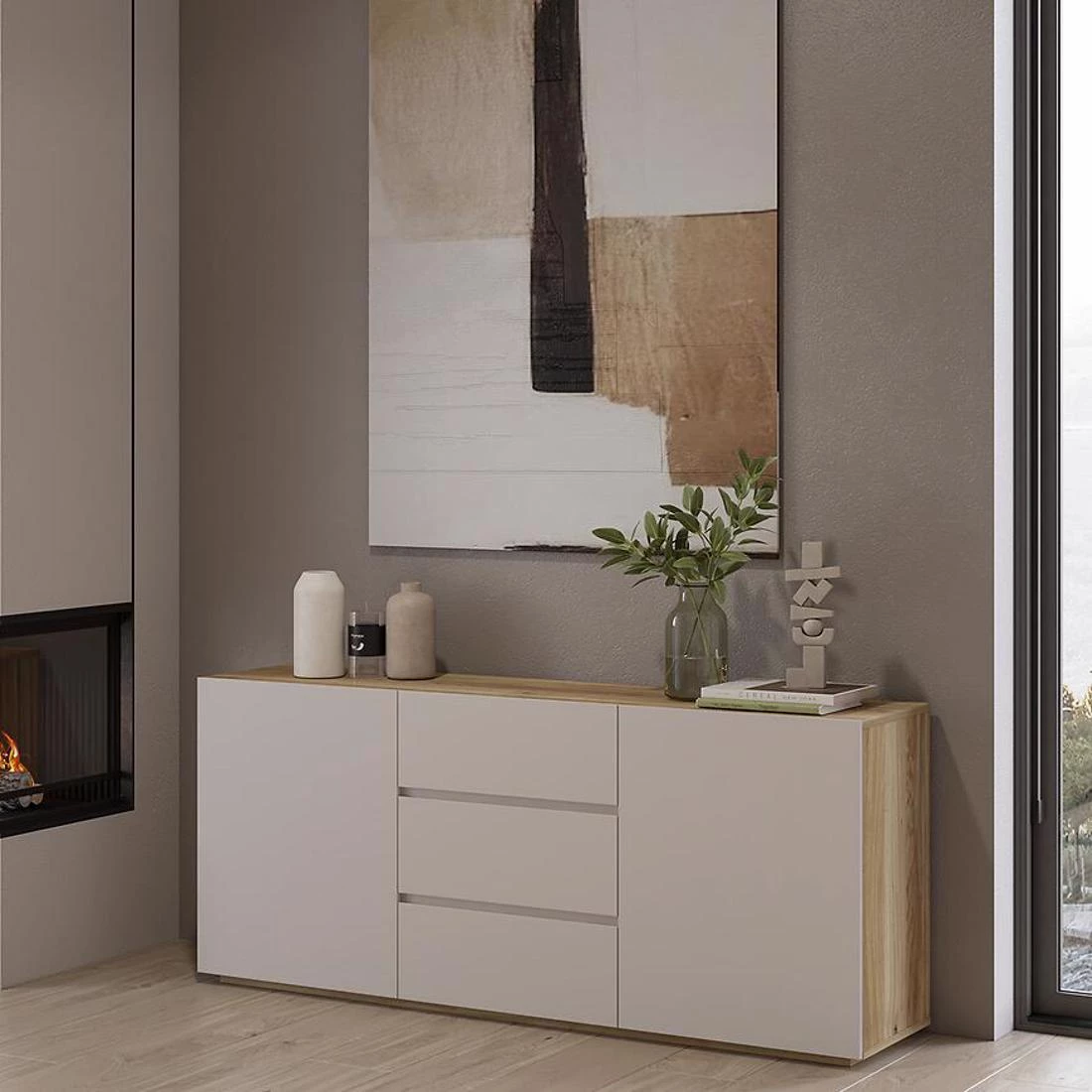 Criss komoda 149,8x34x64 hrast/kašmir