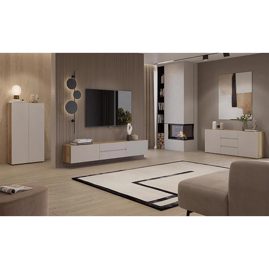 Criss komoda 149,8x34x64 hrast/kašmir