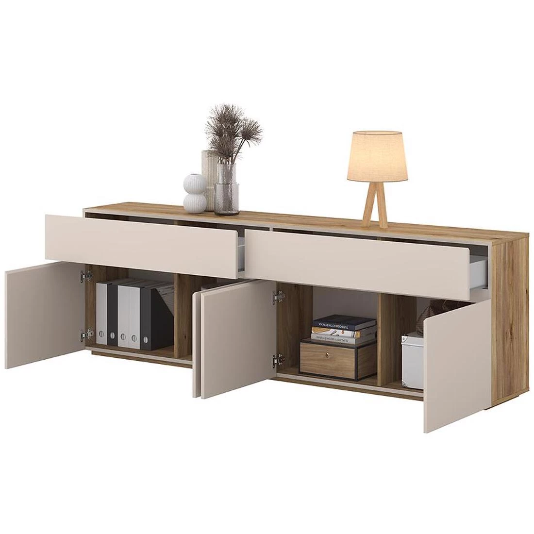 Criss komoda 199,7x34x64 hrast/kašmir