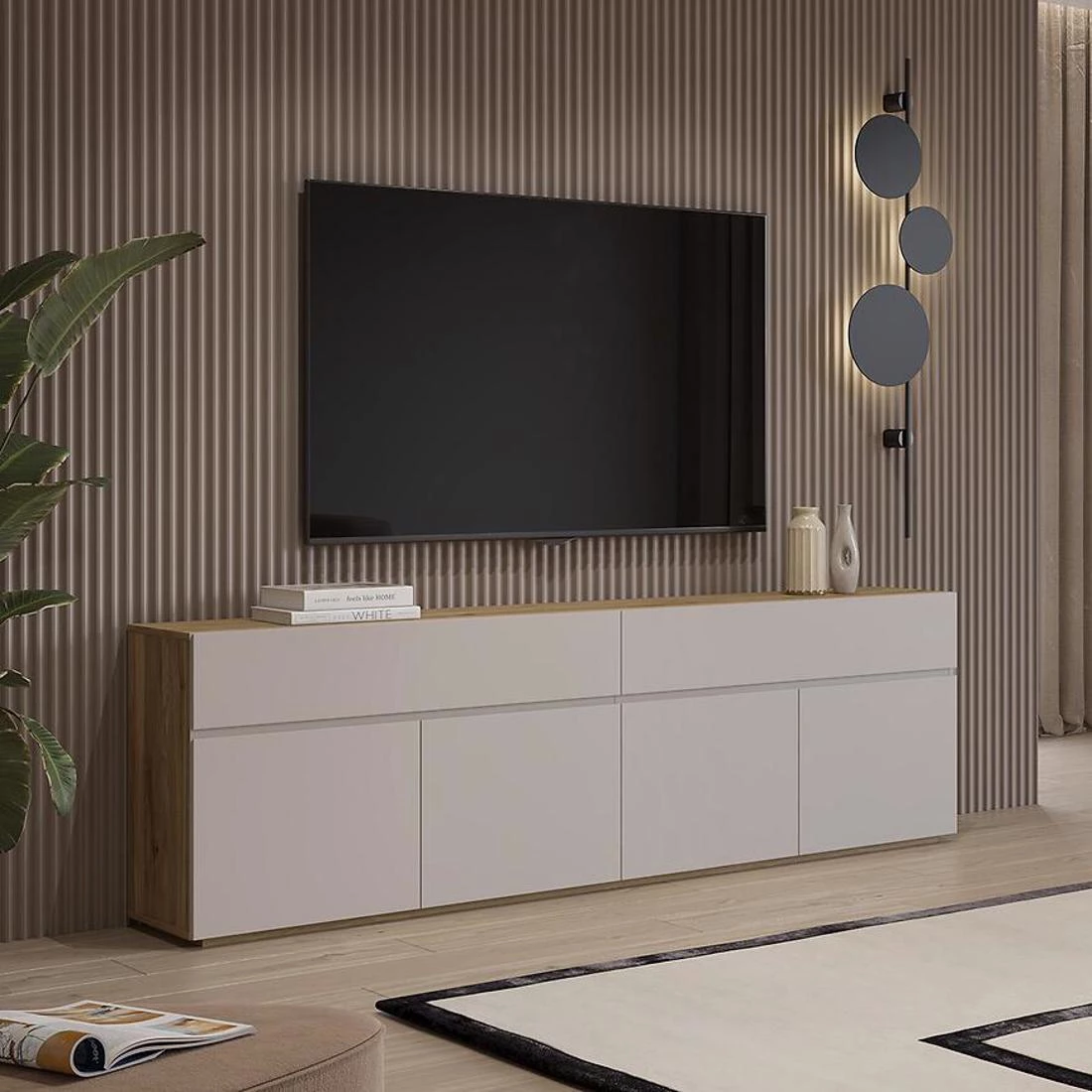Criss komoda 199,7x34x64 hrast/kašmir
