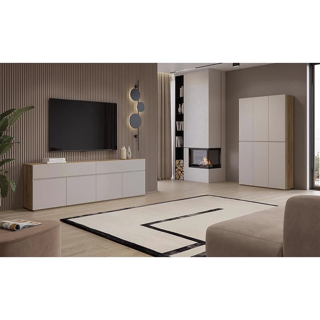 Criss komoda 199,7x34x64 hrast/kašmir