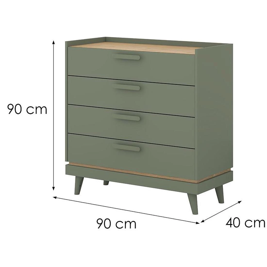 Scandi komoda 90x40x90 zelena