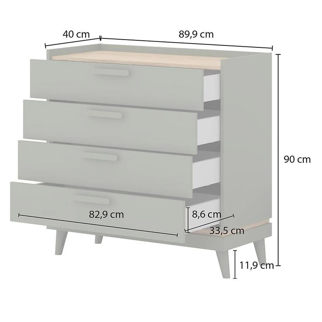 Scandi komoda 90x40x90 zelena