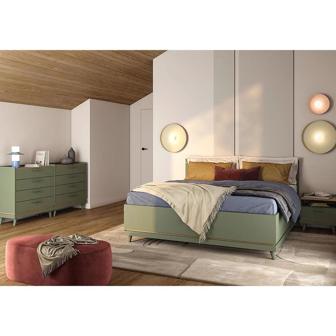 Scandi komoda 90x40x90 zelena