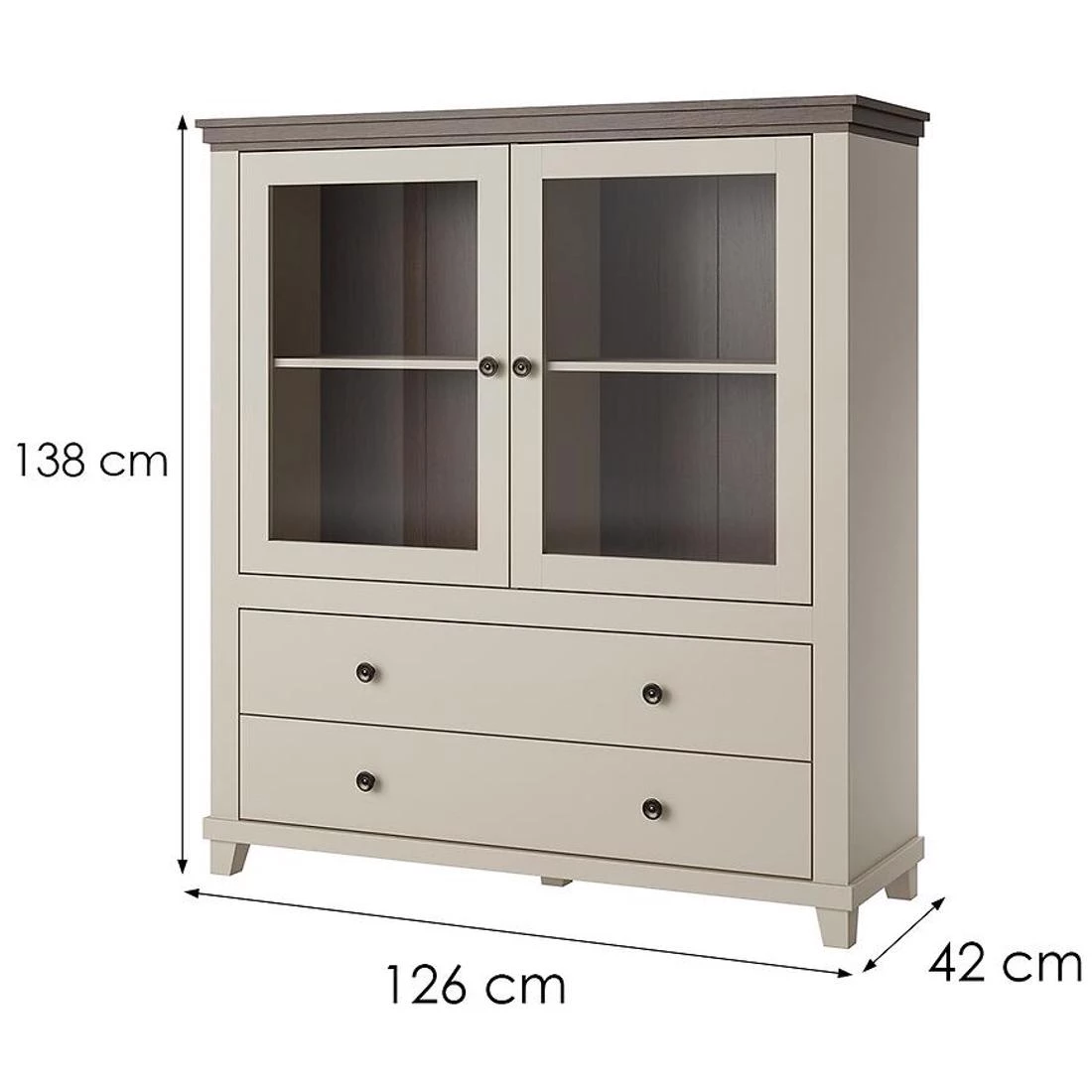 Evora komoda 126x42x138 bež/hrast