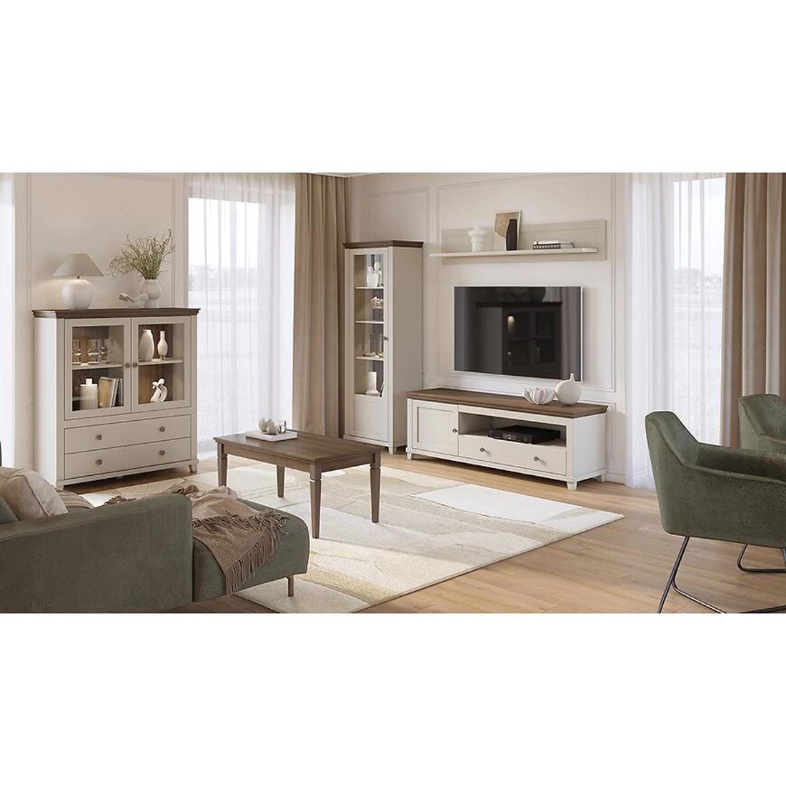 Evora komoda 126x42x138 bež/hrast