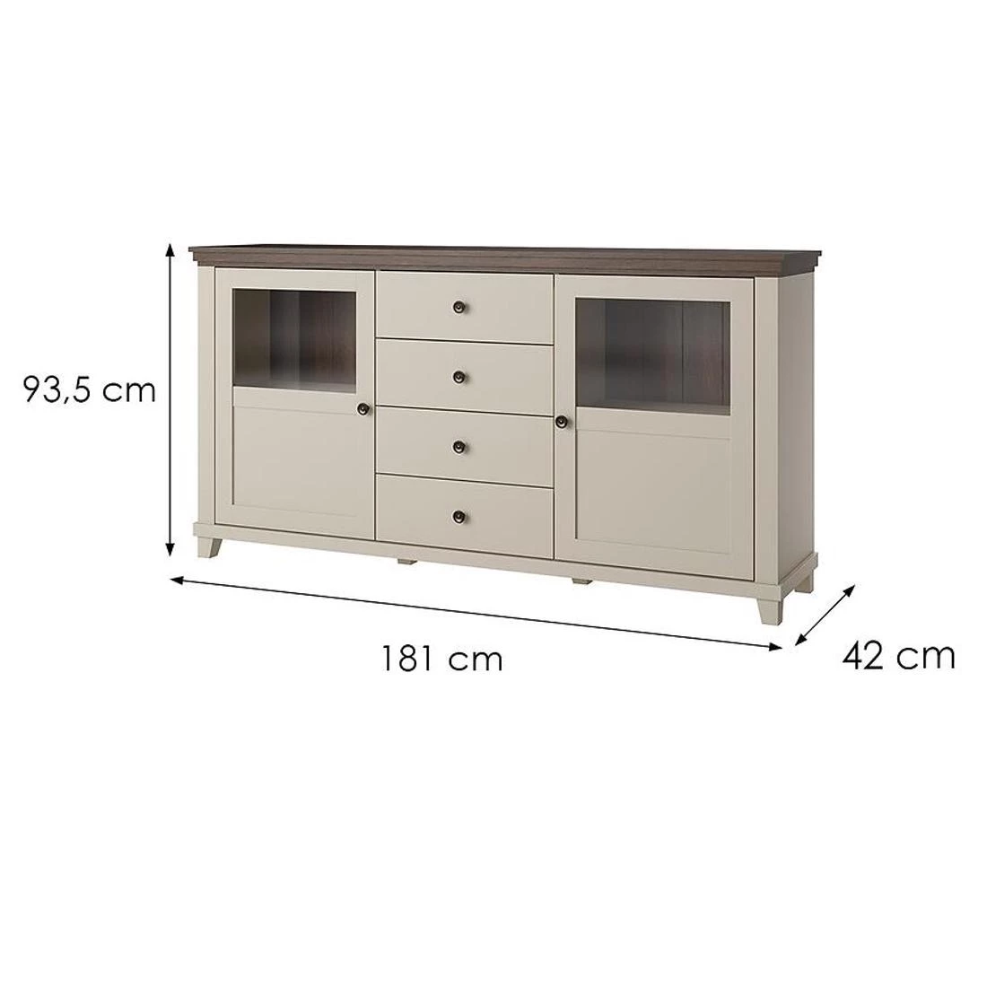 Evora komoda 181x42x93,5 bež/hrast