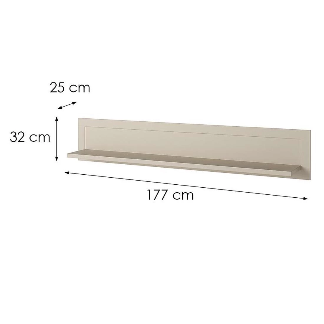Evora zidna polica 177x25x32 bež/hrast