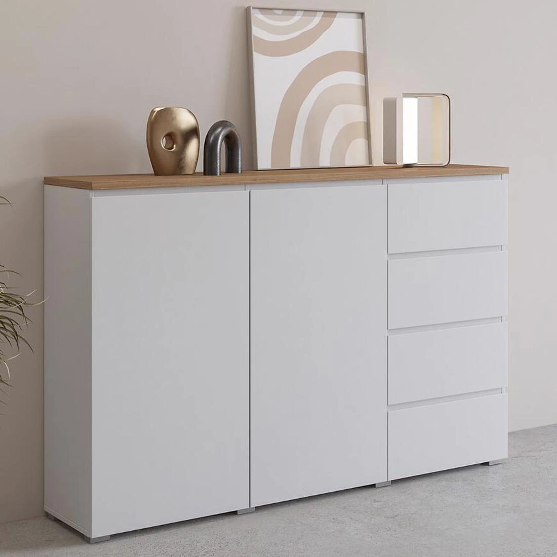 Modo komoda 150x34,5x100,3 bela/hrast