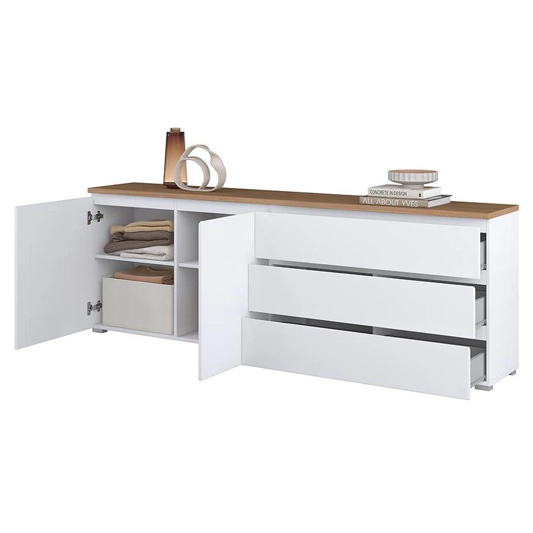 Modo komoda 199,9x34,5x67,9 bela/hrast