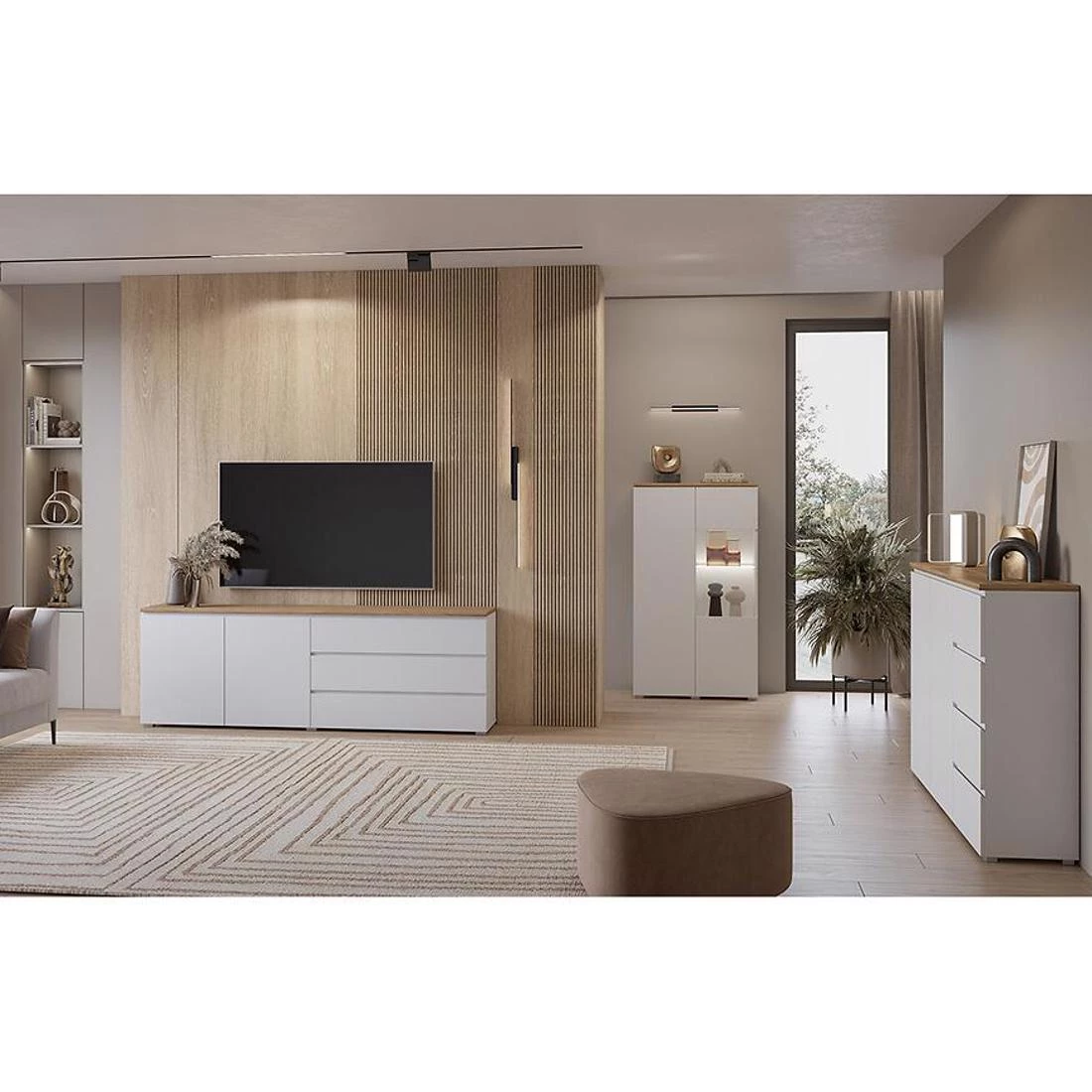 Modo komoda 199,9x34,5x67,9 bela/hrast