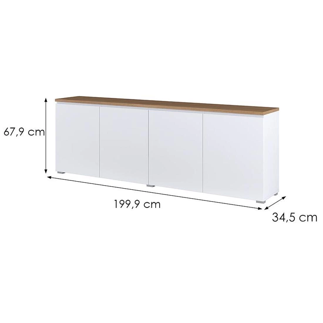 Modo komoda 199,9x34,5x67,9 bela/hrast