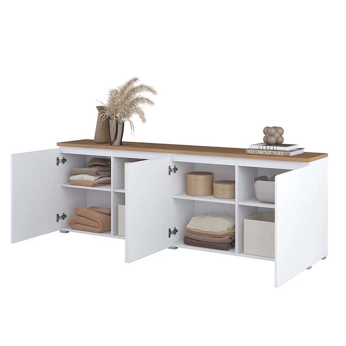 Modo komoda 199,9x34,5x67,9 bela/hrast