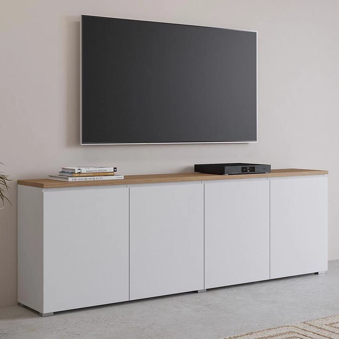 Modo komoda 199,9x34,5x67,9 bela/hrast