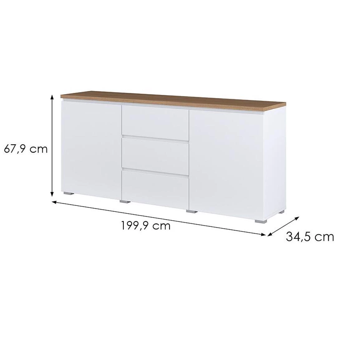Modo komoda 150x34,5x67,9 hrast/bela