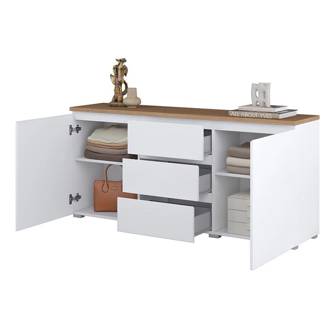 Modo komoda 150x34,5x67,9 hrast/bela