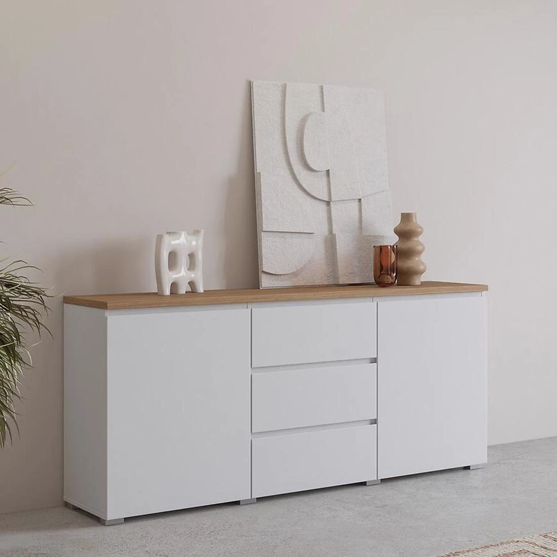 Modo komoda 150x34,5x67,9 hrast/bela