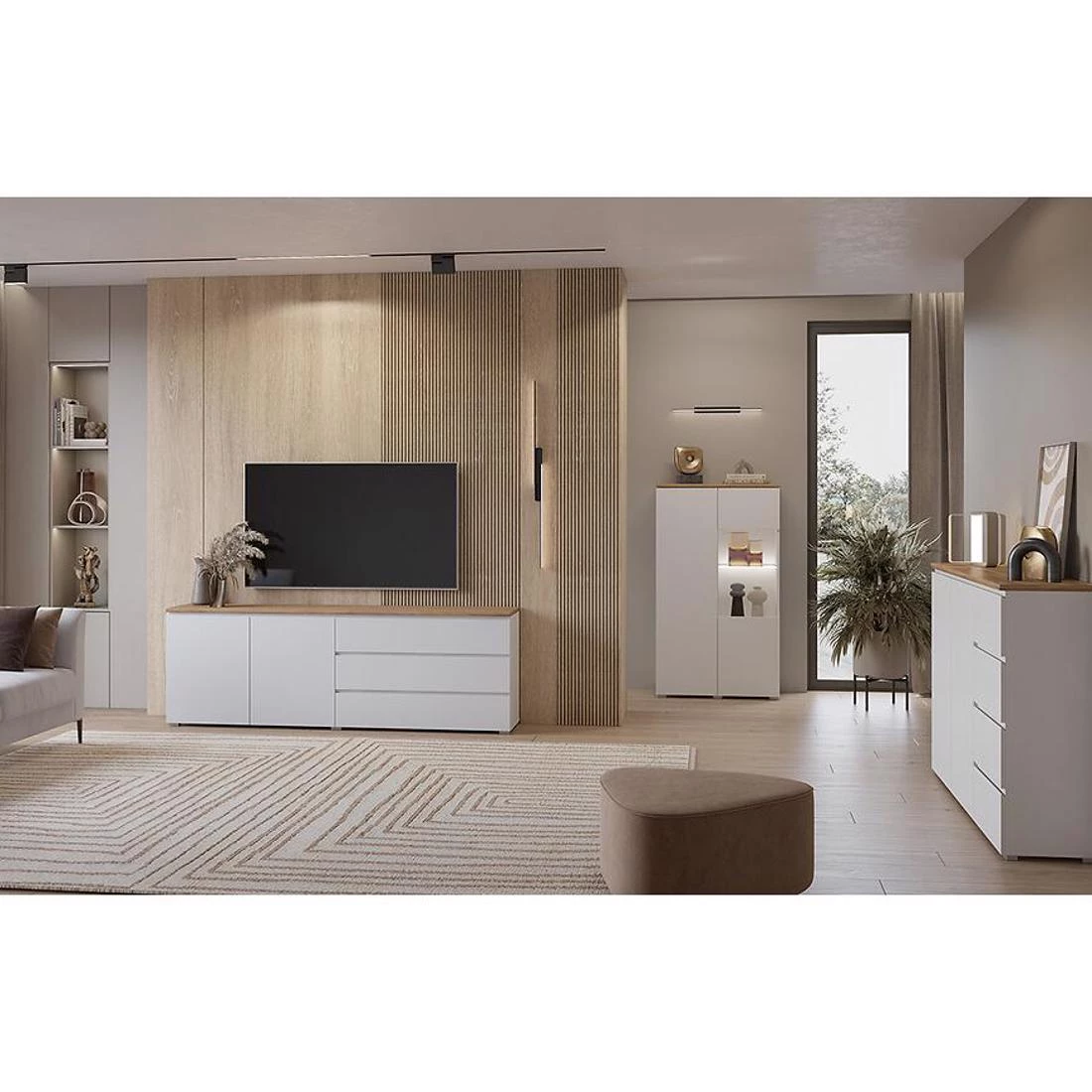 Modo komoda 150x34,5x67,9 hrast/bela