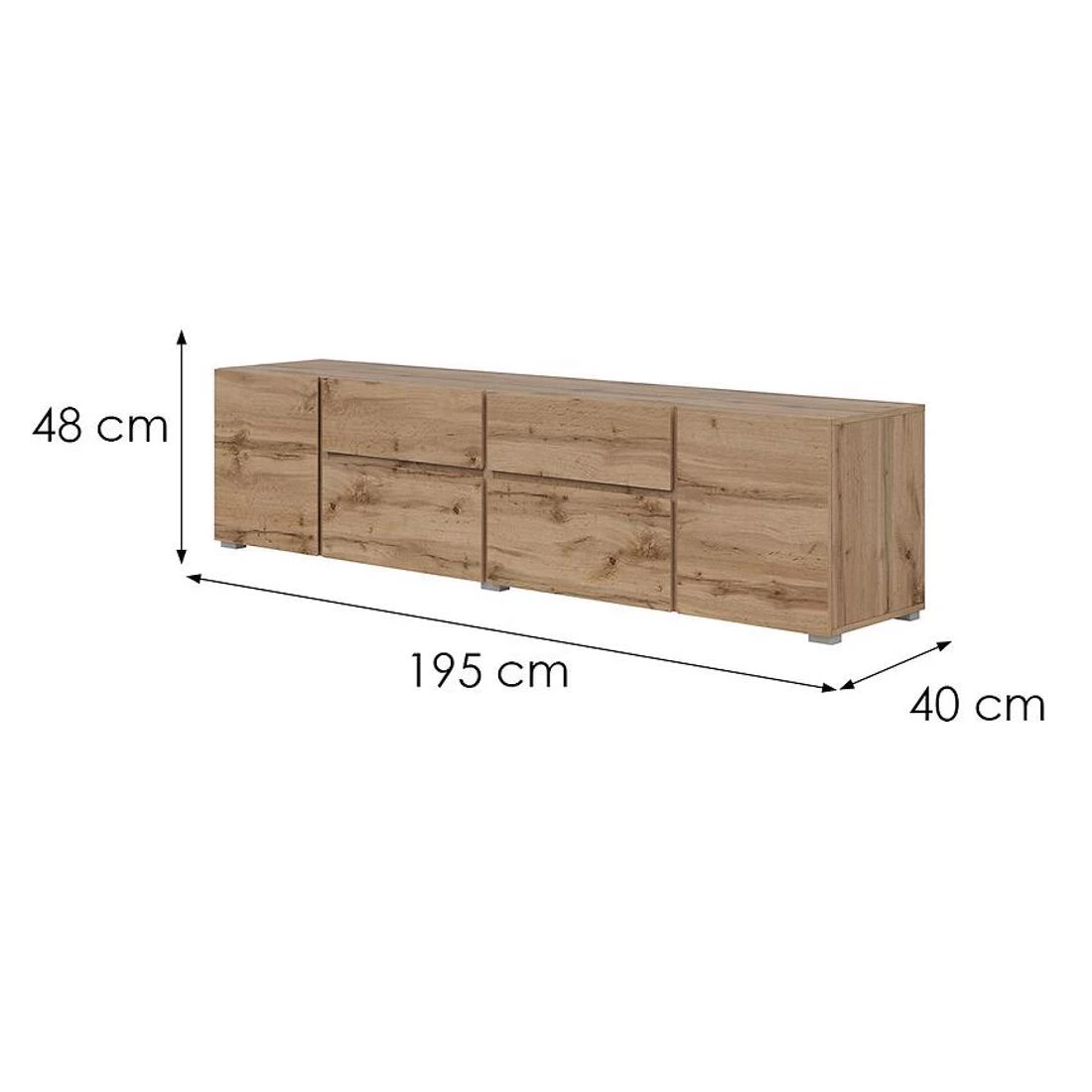 Asymetric TV komode 195x40x48 hrast